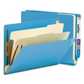 File Folders | Smead 26836 2 in. Expansion 2 Dividers 6 Fasteners Letter Size Colored End Tab Classification Folders - Blue (10/Box) image number 0