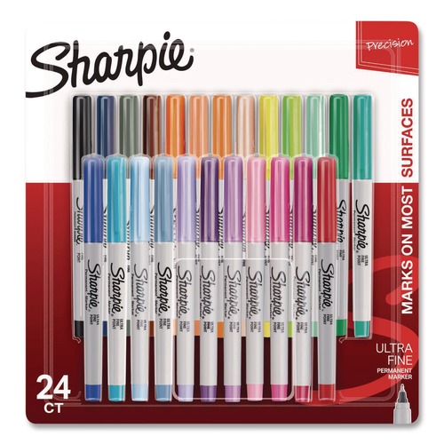 Permanent Markers | Sharpie 2105407 Ultra Fine Tip Permanent Marker Ultra Fine Needle Tip Assorted Colors 24/Pack image number 0