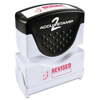 STAMPS AND STAMP SUPPLIES | ACCUSTAMP2 035587 1.63 in. x 0.5 in. REVISED Pre-Inked Shutter Stamp - Red