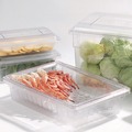 Food Trays, Containers, and Lids | Carlisle 1062807 18 in. x 26 in. StorPlus Polycarbonate Plastic Food Storage Container Colander - Clear image number 3