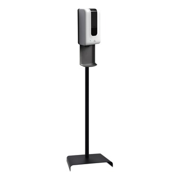 GN1 F1406-S-T-S 1200 mL 13 in. x 11.4 in. x 51.63 in. Automatic Hand Sanitizer Dispenser with Floor Stand and Tray - White/Gray