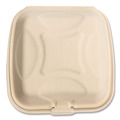 Food Trays, Containers, and Lids | Boardwalk BWKHNGE991CNPFA 9 in. x 9 in. x 3.19 in. Bagasse PFAS-Free Sugarcane Food Containers - Tan (100/Sleeve, 2 Sleeves/Carton) image number 3