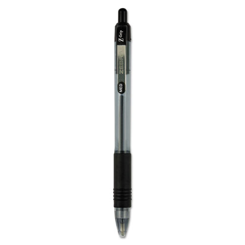 Pens | Zebra 22148 Z-Grip Medium 1 millimeter Retractable Ballpoint Pen - Black Ink/Clear/Black Barrel (48/Pack) image number 0