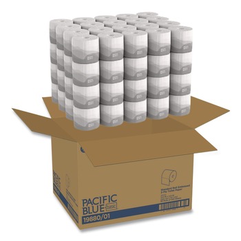 Georgia Pacific Professional 19880/01 2-Ply Septic Safe Pacific Blue Basic Bathroom Tissue - White (550 Sheets/Roll, 80 Rolls/Carton)
