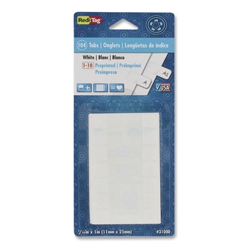 Redi-Tag B31000 1 in. Wide 1/5-Cut Customizable Handwrite Only Legal Index Tabs - White (104/Pack)