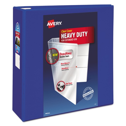Binders | Avery 79814 Heavy-Duty 4 in. Capacity 11 in. x 8.5 in. 3-Ring View Binder with DuraHinge and Locking One Touch EZD Rings - Pacific Blue image number 0