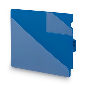 Smead 61961 8.5 in. x 11 in. 1/3-Cut End Tab Two-Pocket Poly "Out" Guides - Blue (50/Box)