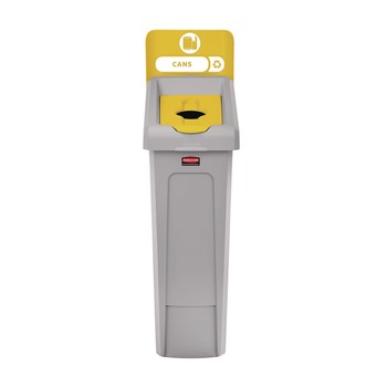 Rubbermaid Commercial 2185052 Slim Jim Recycling Station Kit 1-Stream Bottles and Cans 23 gal Plastic Yellow/Gray