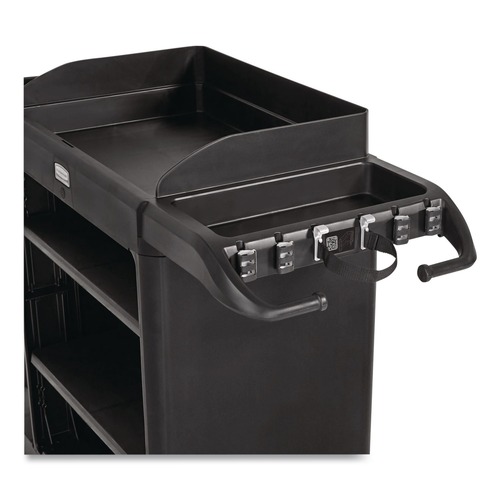 Cleaning Carts | Rubbermaid Commercial 2202571 Plastic Vacuum Holder for All Rubbermaid Commercial Full-Size and Compact Housekeeping Carts - Black (6/Carton) image number 0