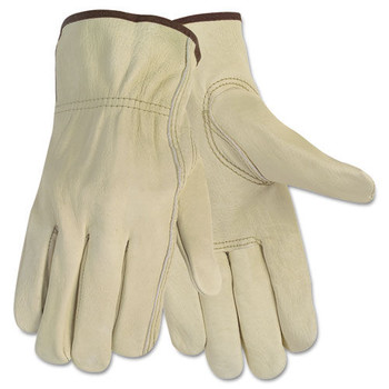 CLEANING GLOVES | MCR Safety 3215L Economy Leather Driver Gloves - Large, Beige (1-Pair)
