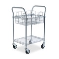 Just Launched | Safco 5235GR 26.75 in. x 18.75 in. x 38.5 in. 1 Shelf 1 Bin Dual-Purpose Wire Mail and Filing Cart - Metallic Gray image number 0
