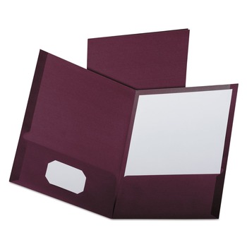 OFFICE AND OFFICE SUPPLIES | Oxford 53441EE Linen Finish Twin Pocket Folders - Letter, Burgundy (25/Box)