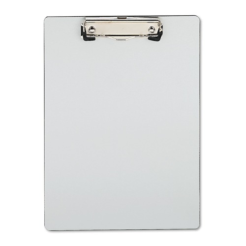 Clipboards | Universal UNV40303 0.5 in. Clip Capacity 8.5 in. x 11 in. Portrait Orientation Plastic Brushed Aluminum Clipboard - Silver image number 0