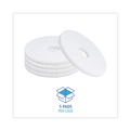 Cleaning & Janitorial Accessories | Boardwalk BWK4014WHI 14 in. Polishing Floor Pads - White (5/Carton) image number 3