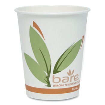 SOLO 370RC-J8484 Bare Eco-Forward 10 oz. Recycled Content Paper Hot Cups - Green/White/Beige (1000/Carton)