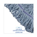 Mops | Boardwalk BWK902BL Loop-End Mop Head with Scrub Pad - Medium, Blue (12/Carton) image number 5