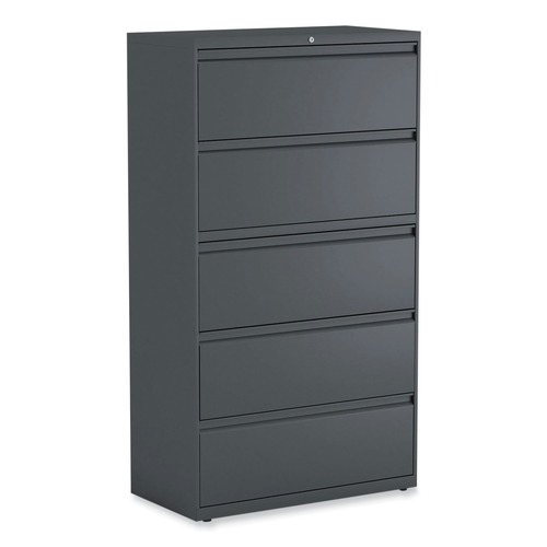 Office Filing Cabinets & Shelves | Alera 25499 36 in. x 18.63 in. x 67.63 in. 5 Lateral File Drawer - Legal/Letter/A4/A5 Size - Charcoal image number 0