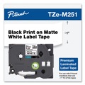 Tapes | Brother TZEM251 Tze Premium Laminated Tape, 0.94-in X 26.2 Ft, Black On White image number 4