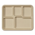 Food Trays, Containers, and Lids | World Centric TR-SC-5C-LFS 5-Compartments 8.5 in. x 10.24 in. x 1.01 in. Paper Fiber Trays - Natural (400/Carton) image number 0