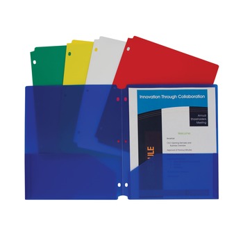 FILE FOLDERS | C-Line 32930 11 x 8.5 3-Hole Punch Two-Pocket Heavyweight Poly Portfolio Folder - Assorted (10/Pack)