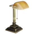 Lamps | Alera ALELMP517AB 10 in. x 10 in. x 15 in. Traditional Banker's Lamp with USB - Antique Brass image number 3