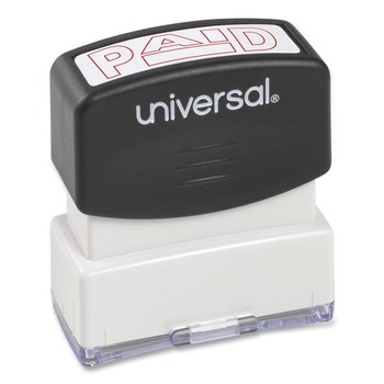 MAILING PACKING AND SHIPPING | Universal UNV10062 Pre-Inked One-Color PAID Message Stamp - Red