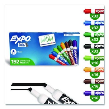 EXPO 2003995A Low-Odor Chisel Tip Dry Erase Marker Office Value Pack - Assorted Colors (192/Pack)