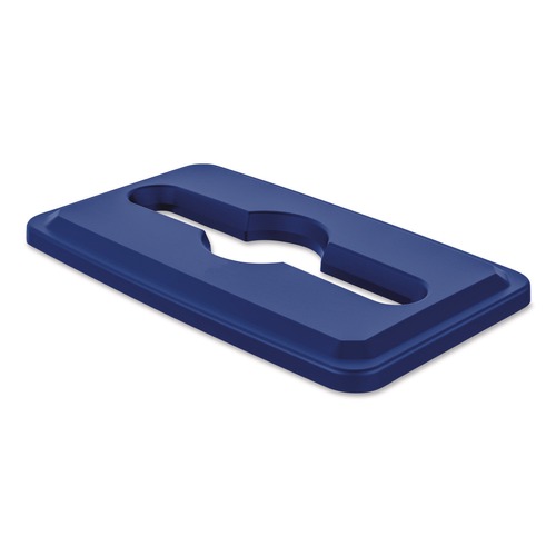 Trash & Waste Bins | Suncast Commercial TCNLID03BLD 11.87 in. x 20.25 in. x 1.35 in. 23-Gallon Resin Slim Trash Can Paper Recycling Lid - Blue image number 0