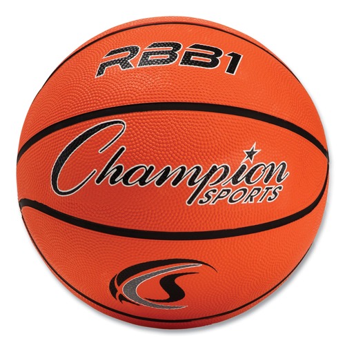 Breakroom Supplies | Champion Sports RBB1 No. 7 Official Size Rubber Sports Ball For Basketball - Orange image number 0