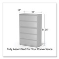 Office Filing Cabinets & Shelves | Alera 25514 42 in. x 18.63 in. x 67.63 in. Roll-Out Posting Shelf 5 Lateral File Drawer - Legal/Letter/A4/A5 Size - Light Gray image number 4