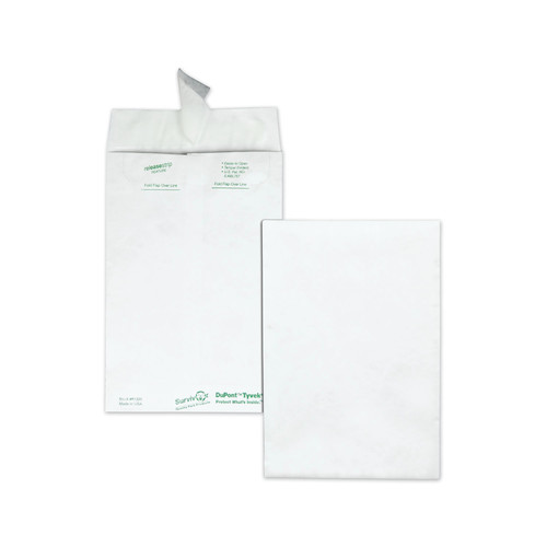 Envelopes & Mailers | Survivor QUAR1320 14 lbs. Lightweight 6 in. x 9 in. #6 1/2 Square Flap Redi-Strip Adhesive Closure Tyvek Catalog Mailers - White (100/Box) image number 0