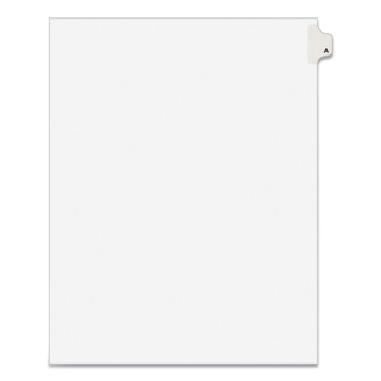 Avery 01401 Avery Style Legal 26-Tab Side Tab A Preprinted Exhibit 11 in. x 8.5 in. Index Dividers - White (25/Pack)