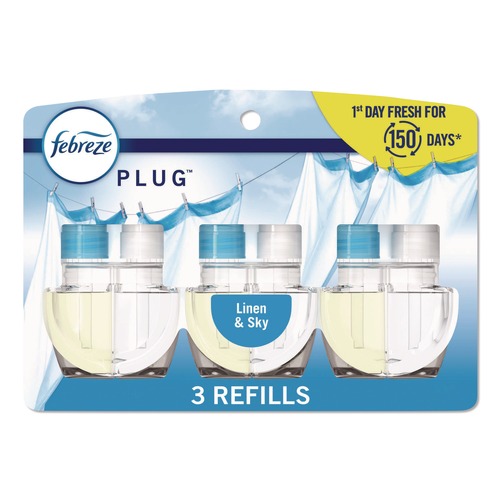 Odor Control | Febreze 80781115 2.63 oz. PLUG Air Freshener Refills - Linen and Sky (6 Packs/Carton) image number 0