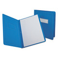File Folders | Oxford 52501EE 3-Prong Fastener 0.5 in. Capacity 8.5 in. x 11 in. Title Panel and Border Front Report Cover - Light Blue (25/Box) image number 0