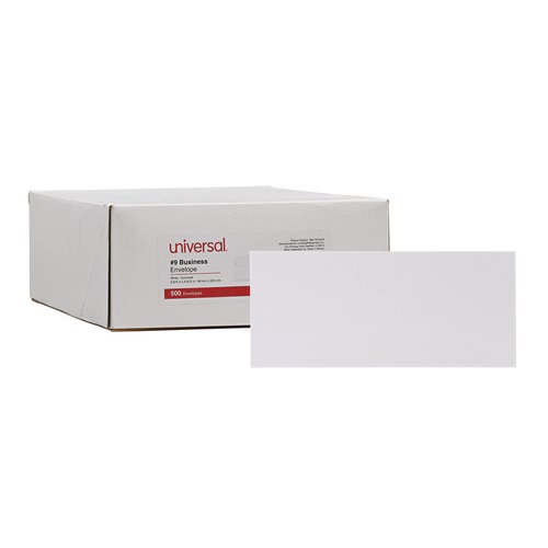 Back to School Sale | Universal UNV35209 #9 Square Flap Open-Side Gummed Business Envelope - White (500/Box) image number 0