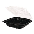 Food Trays, Containers, and Lids | Karat FP-PHC99PP-1C Polypropylene Plastic Hinged Container 9 x 9 x 3 Black/Clear Plastic 50/Pack 3 Packs/Carton image number 1