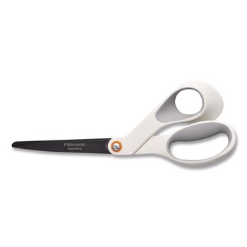  | Fiskars 1069764 Premier SoftGrip Nonstick Scissors 9.75-in Long 8-in Cut Length Offset White Handle