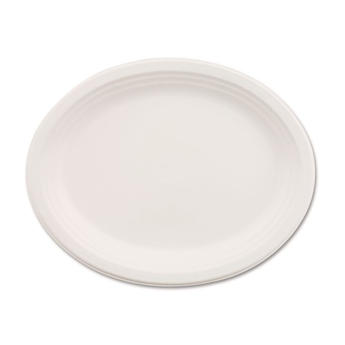  | Chinet 21257 9.75 in. x 12.5 in. Classic Oval Platter Paper Dinnerware - White (500/Carton) image number 0
