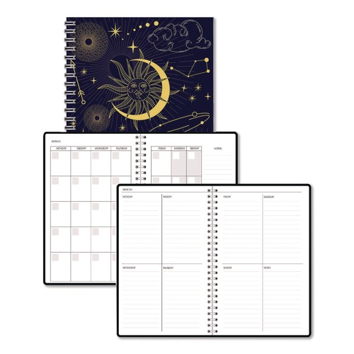 Notebooks & Pads | House of Doolittle 2121-44 Recycled Non-Dated Monthly/Weekly Celestial Planner - Blue/Gold Cover image number 0
