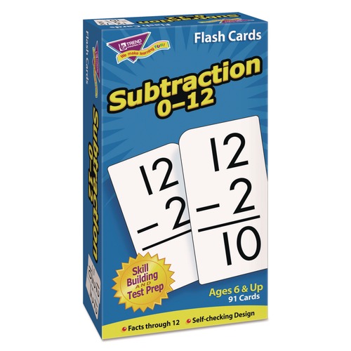 Back to School Sale | TREND T53103 3 in. x 6 in. Subtraction Skill Drill Flash Cards - Black and White (1-Set) image number 0
