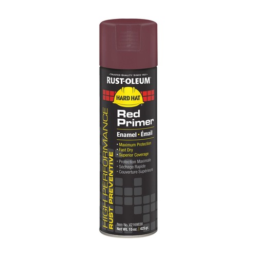 Painting | Rust-Oleum V2169838 Hard Hat 15 oz High Performance V2100 System Enamel Spray Primer - Flat Red (6/Carton) image number 0