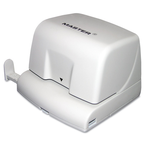 Staple Punches | Master EP210 EP210 1/4 in. Holes 12-Sheet Electric/Battery-Operated Two-Hole Punch - Beige image number 0