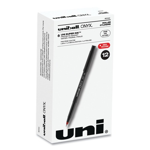 Back to School Sale | uni-ball 60144 ONYX Fine 0.7 mm Roller Ball Pen - Black/Red Barrel (1-Dozen) image number 0