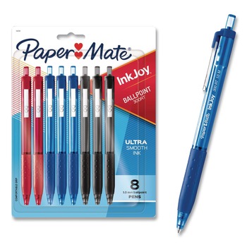 PENS PENCILS AND MARKERS | Paper Mate 1945918 InkJoy 300RT Medium 1 mm Ballpoint Pen - Assorted Ink and Barrel Colors (8/Pack)