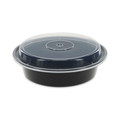 Food Trays, Containers, and Lids | Pactiv Corp. NC723B 24 oz 7 in. Diameter Newspring VERSAtainer Plastic Microwavable Containers - Black/Clear (150/Carton) image number 2