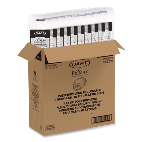 Cups and Lids | Dart P626RSL Prima Strawless Plastic Lids Fits 12 oz. to 26 oz. Cold Cups - Clear (1000/Carton) image number 0