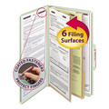File Folders | Smead 19076 Six SafeSHIELD Fasteners 2/5-Cut Tabs 2 Dividers Legal Size Pressboard Classification Folders - Gray-Green (10/Box) image number 3