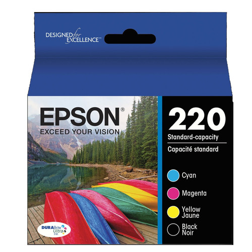 Ink & Toner | Epson T220120BCS T220120-BCS DURABrite Ultra (220) Ink Cartridge - Black/Cyan/Magenta/Yellow (4/Pack) image number 0