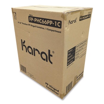 Karat FP-PHC66PP-1C Polypropylene Plastic Hinged Container 6 x 6 x 3 Black/Clear Plastic 50/Pack 6 Packs/Carton