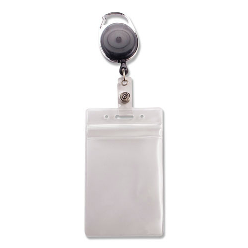 Label & Badge Holders | Advantus 91129 2.68 in. x 5 in. Vertical Resealable Badge Holder Combo Pack with 30 in. Cord Badge Reel (10/Pack) image number 0